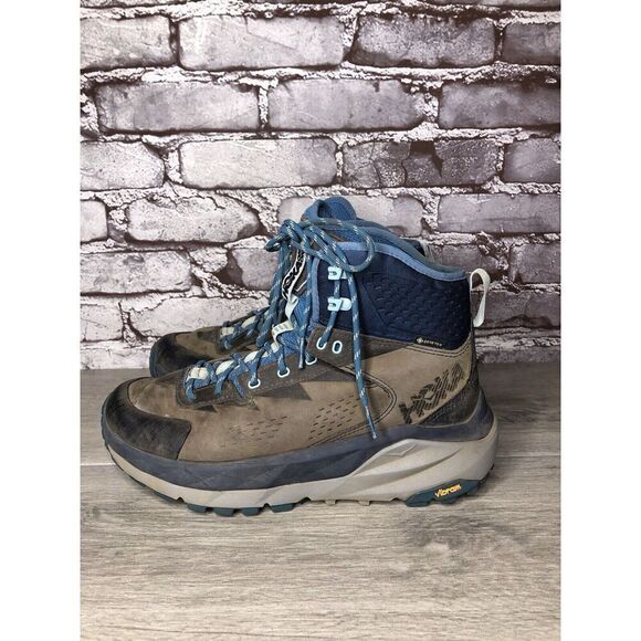 Men's Hoka One One Kaha GTX Gore-Tex Blue & Gray Mid Hiking Boots Women Sz 8M US - Picture 8 of 16